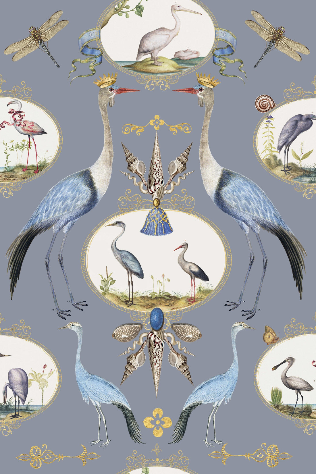 Royal Cranes On Light Blue pattern thumbnail