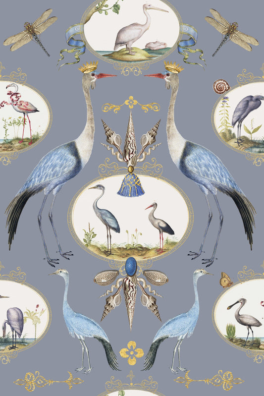 Royal Cranes On Light Blue pattern thumbnail