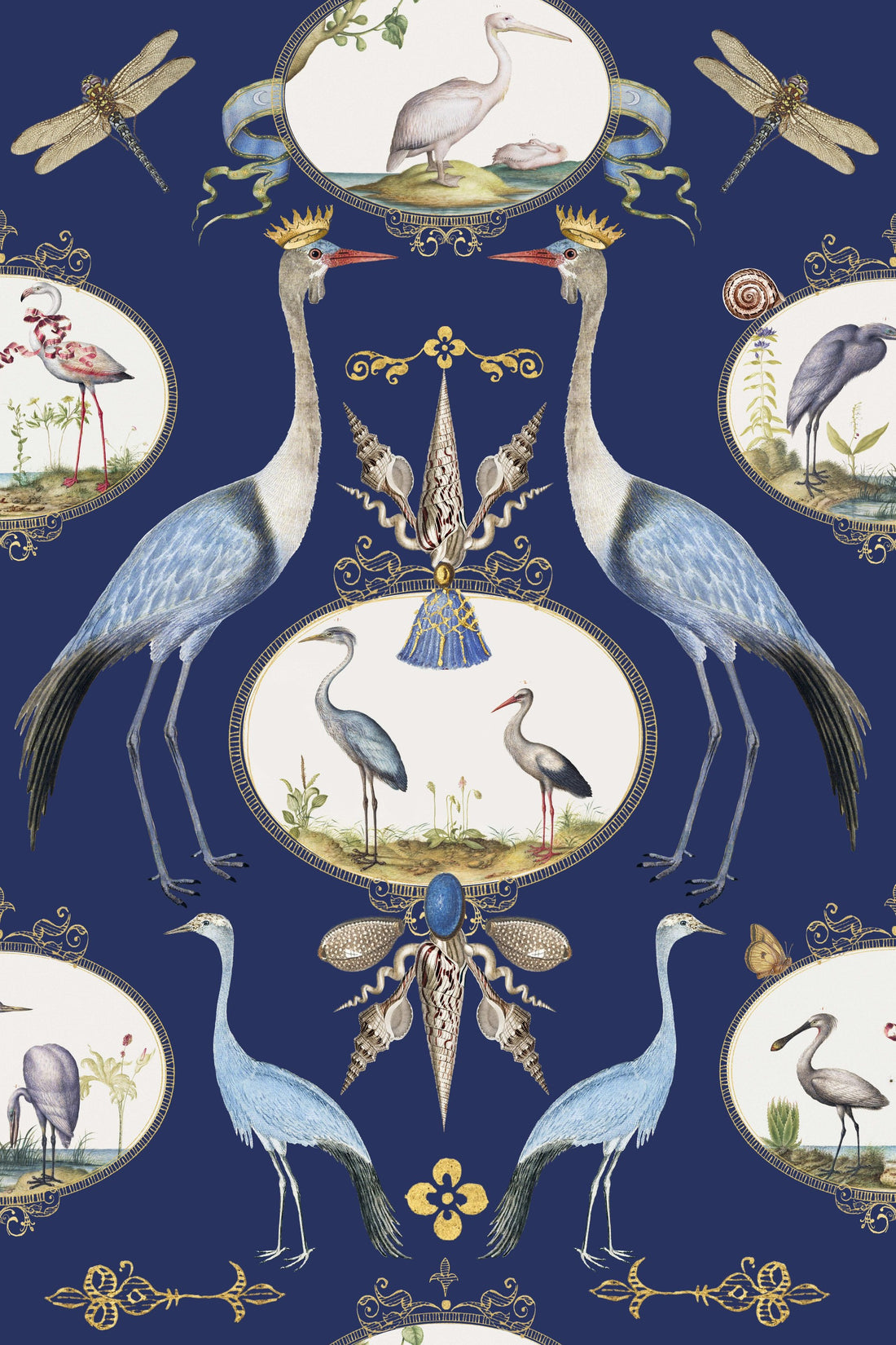 Royal Cranes On Royal Blue pattern thumbnail