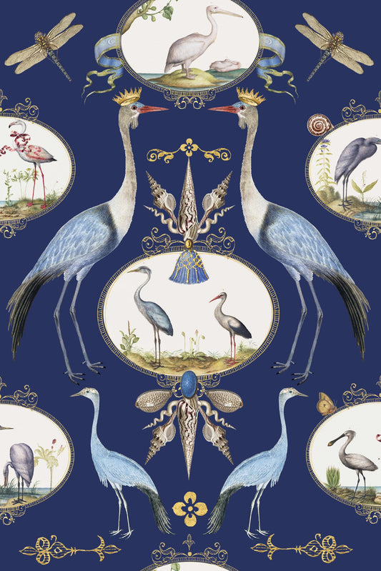 Royal Cranes On Royal Blue pattern thumbnail