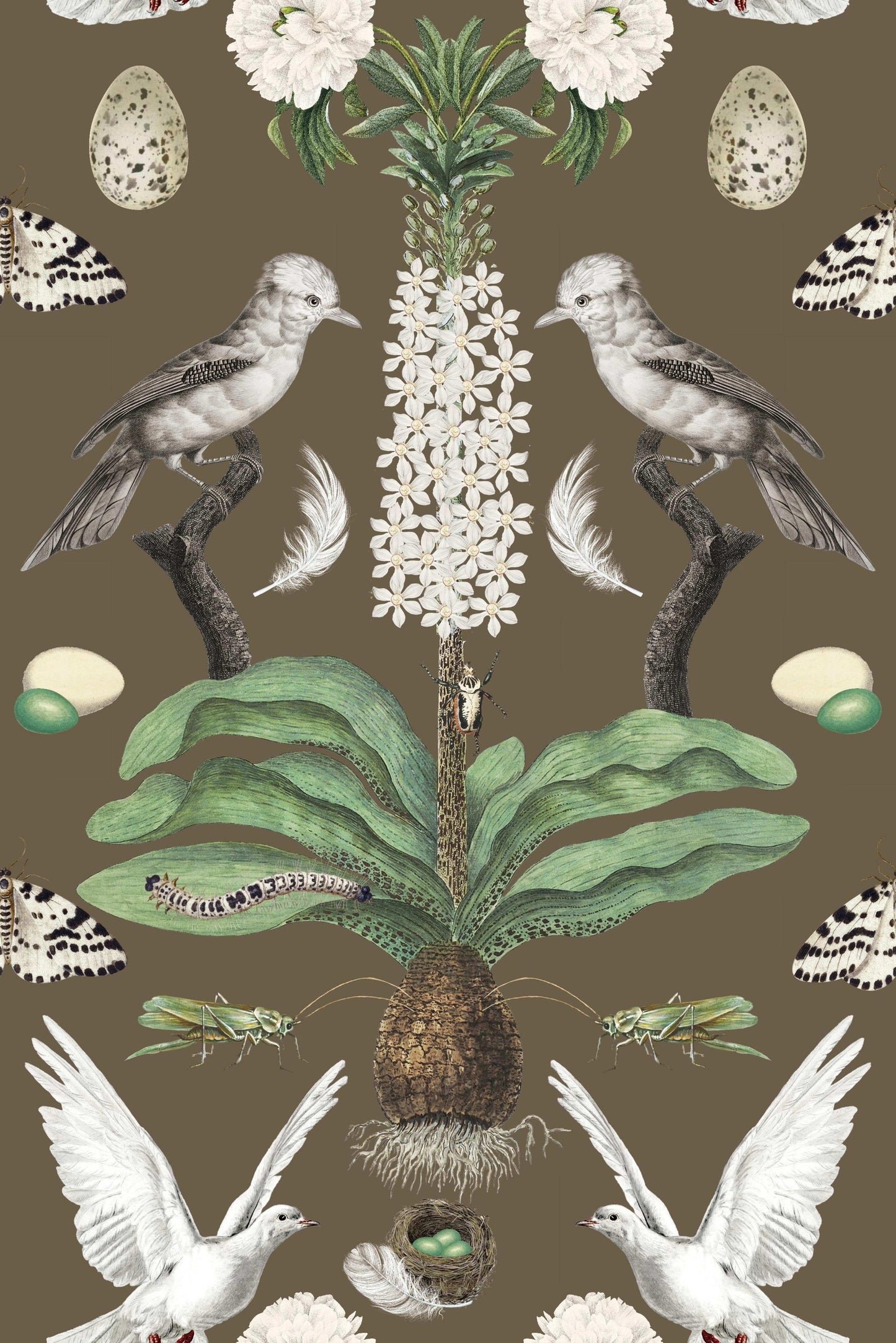 White Doves On Tobacco pattern thumbnail